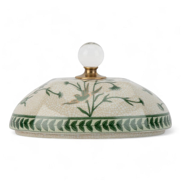 Porcelain Lidded Box With Bronze Ormolu Verdant Flight