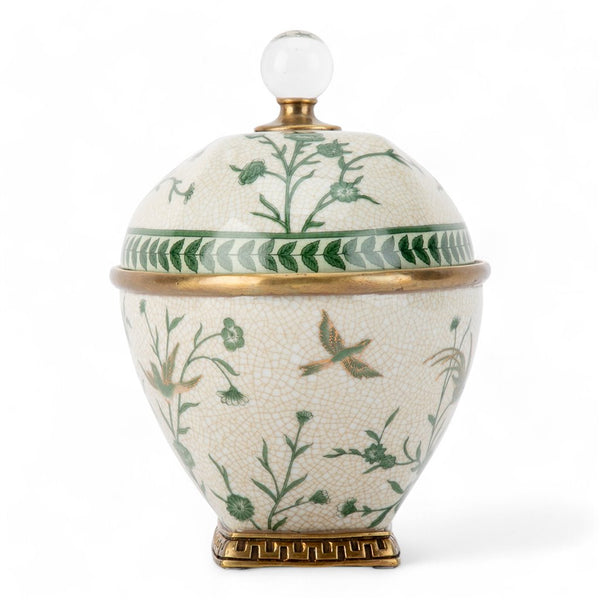 Porcelain Lidded Box With Bronze Ormolu Verdant Flight