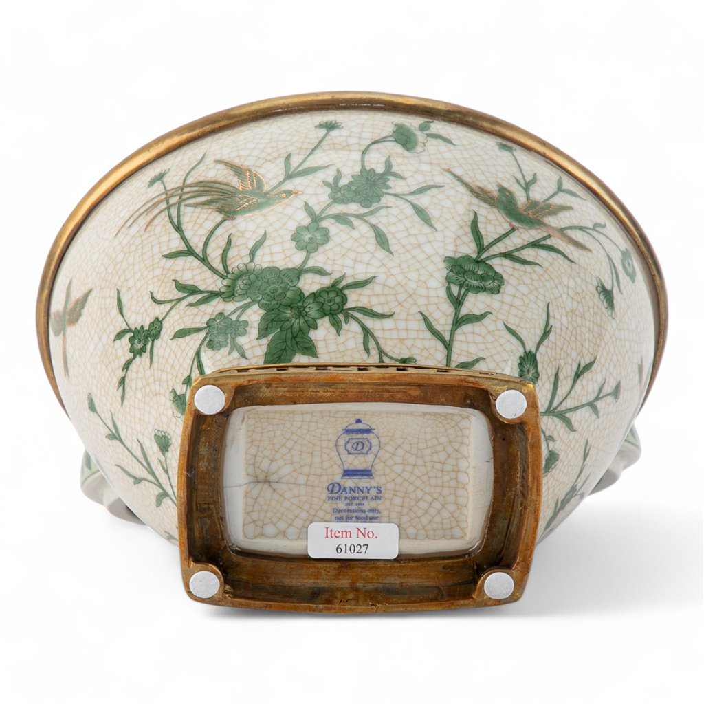 Porcelain Lidded Box With Bronze Ormolu Verdant Flight