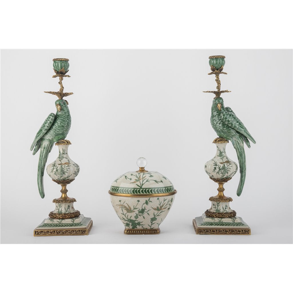 Porcelain Lidded Box With Bronze Ormolu Verdant Flight