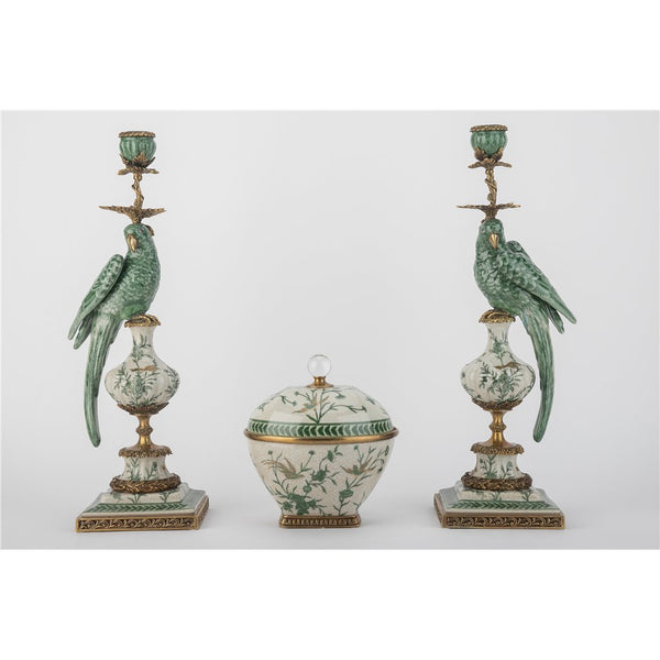 Porcelain Lidded Box With Bronze Ormolu Verdant Flight