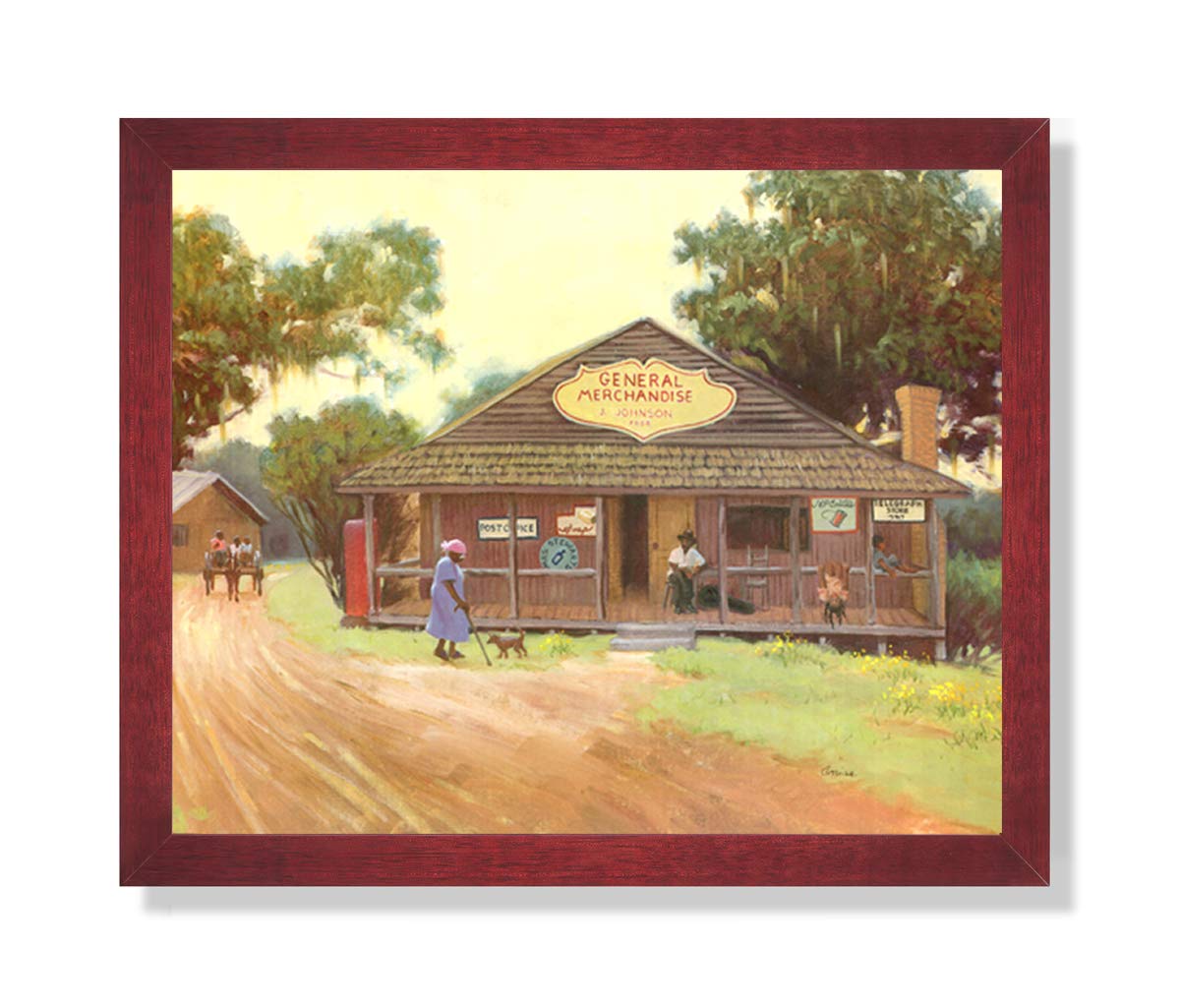 Framed Art Print - African American Old General Store Picture with Wood Frame