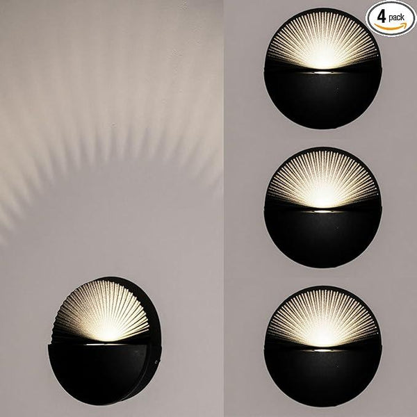 6W Wall Lamp,Exterior Waterproof Wall Sconces Light Fixture,110V Wall Mount Light 3000K Warm White Porch Lights for Garage,House,Garden,Patio 4Pack (Black)