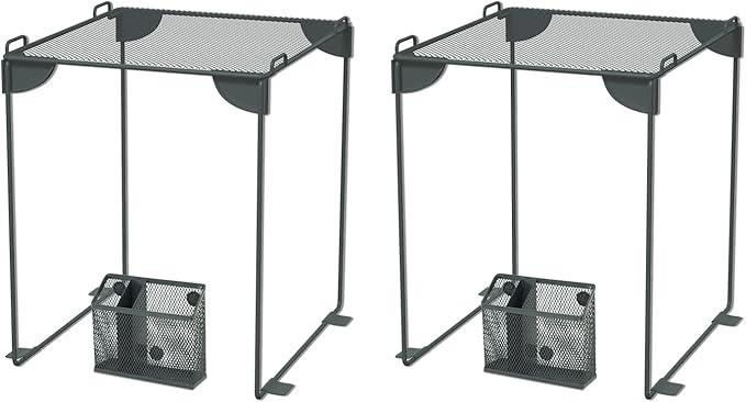 Neudeco Locker Accessories and Decor Kit, Including Mesh Shelf, Organizer, Magnetic Basket and Pen Holder, Suitable for School, Work, Kitchen, Bathroom, (Pack of 4, Grey)