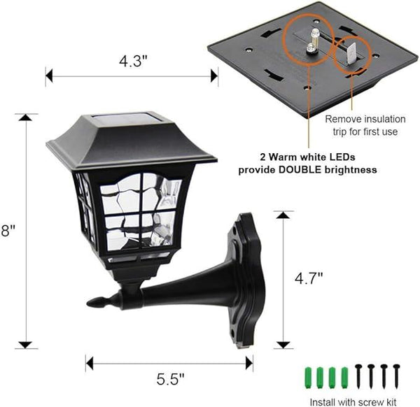 MAGGIFT 4 Pack Solar Wall Lantern Outdoor Playhouse Lights Waterproof 15 Lumens Solar Wall Sconce Light Fixture with Wall Mount Kit for Storage Shed Fence Garden Decor