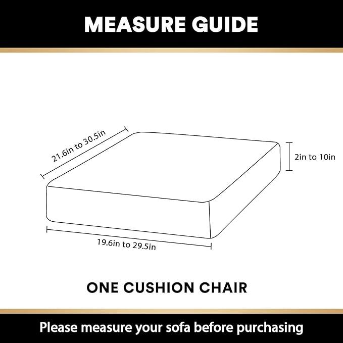 PrinceDeco Velvet Stretch Couch Cushion Cover Soft Cushion Slipcover for Chair Cushion Furniture Protector Seat Cushion Sofa Cover (Width Up to 29.5