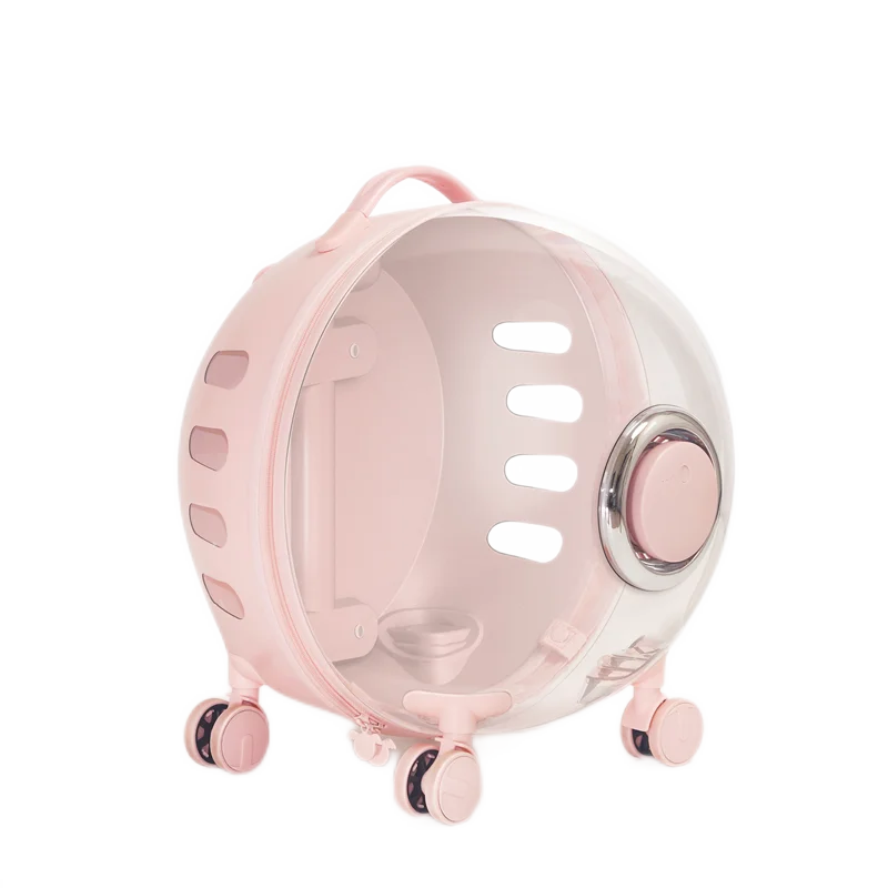 Rolling Pet Travel Trolley with Wheel, Transparent Capsule, Pink, Green, Puppies, Dogs, Cat Carriers Bag, 5-20Kg