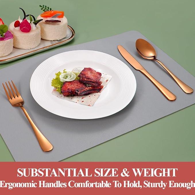 50 Pcs Rose Gold Silverware Set for 10, Food Grade Stainless Steel Flatware Set, Eating Utensils Sets Include Fork/Knife/Spoon,Home Kitchen Tableware Set, Reusable Cutlery Set, Dishwasher Safe