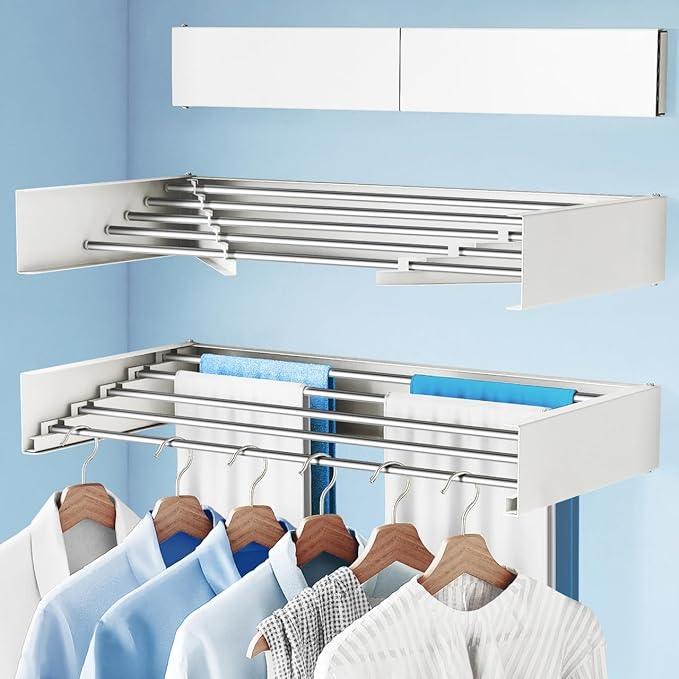 Drying Rack Clothing,Clothes Drying Rack Wall Mounted,Collapsible Hanging Racks for Laundry,Laundry Drying Rack,Wall Mounted Clothes Rack(31.5