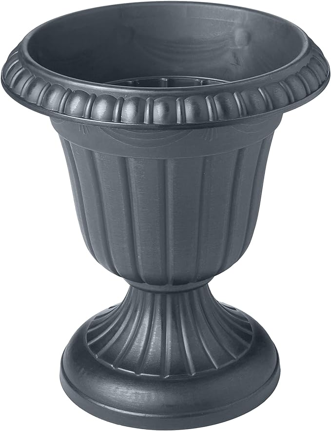 PL10GY Indoor/Outdoor Classic Traditional Plastic Urn Planter, 15