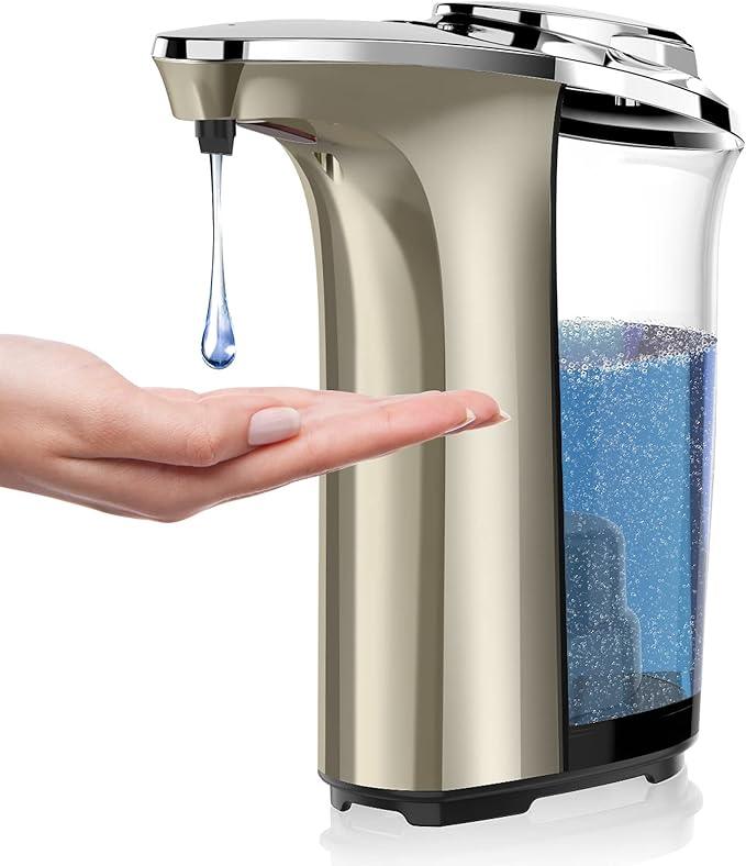 Automatic Soap Dispenser, Touchless Dish soap Dispenser 17oz/500ml with Upgraded Infrared Sensor, 5 Adjustable Soap Dispensing Levels, Liquid Hand soap Dispenser for Bathroom & Kitchen