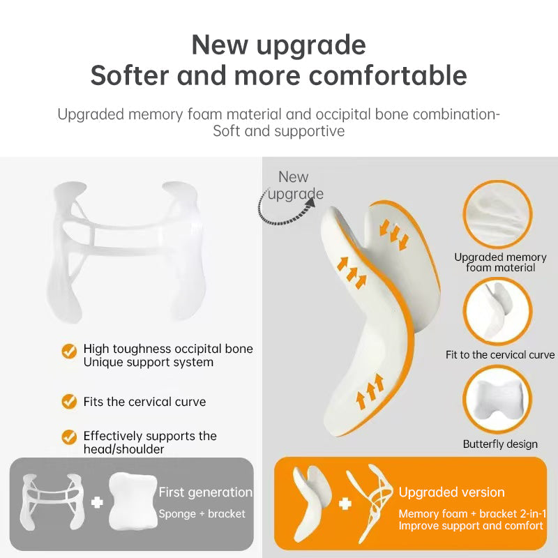 Memory Foam Travel Pillow for Plane, Train & Car - Neck Support Cushion with Washable Cover, Ideal for Sleeping