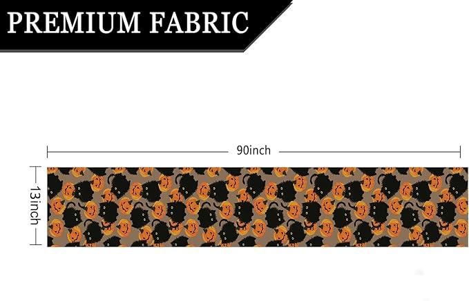 Halloween Table Runner Black Cat Pumpkins Seasonal Kitchen Dining Table Home Outdoor Party Decorations 13x90 Inch