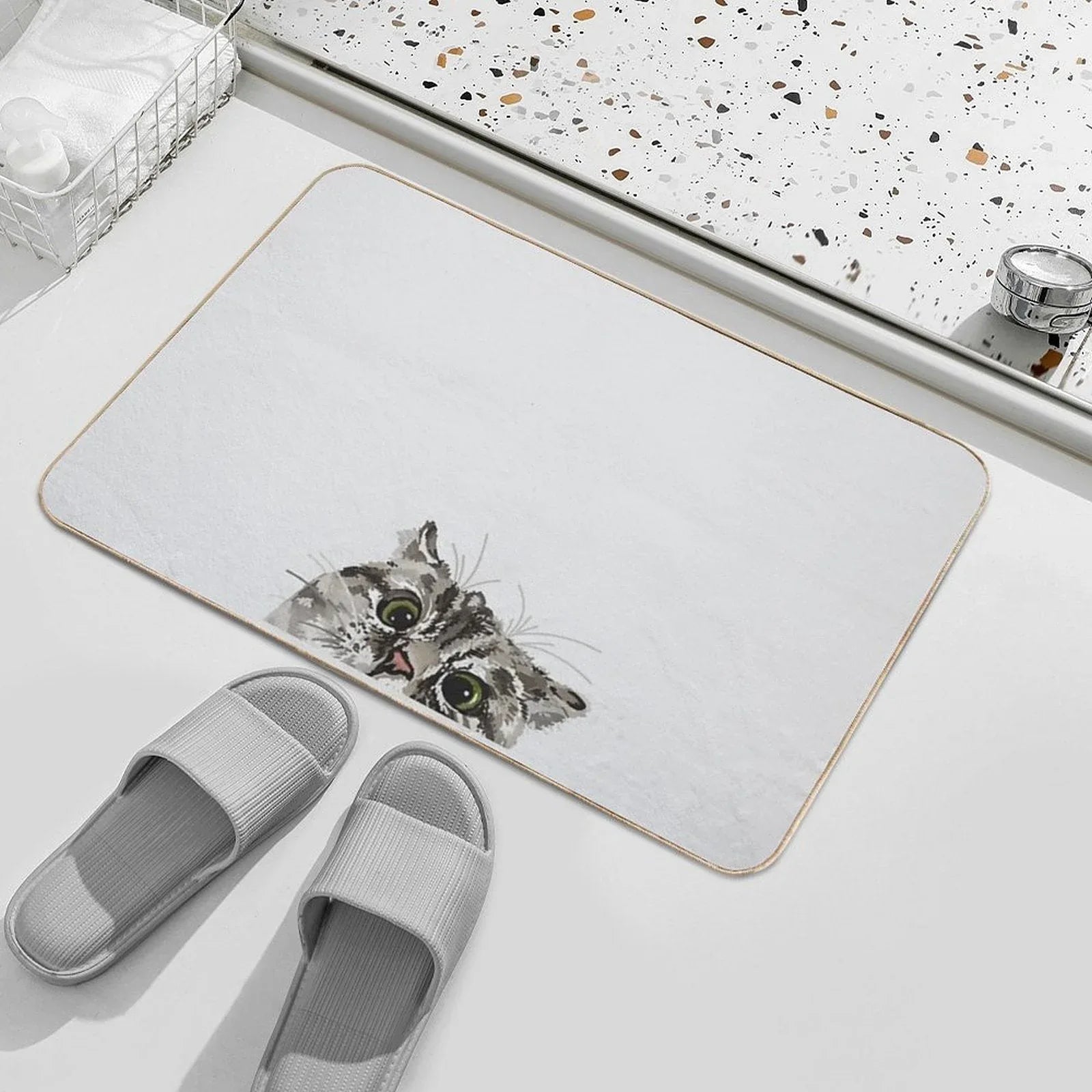 Peeking Tabby Bath Mat