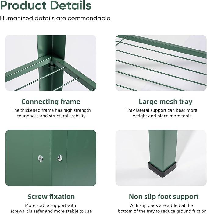 Raised Garden Bed, Elevated Planter Green Metal Plant Box with Legs Standing Garden Stand Drainage Holes Green (Green 40