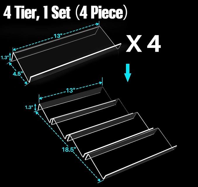 Antimbee Spice Drawer Organizer, 4 Tier- 4 Pack Acrylic Spice Rack Tray for Drawer, Expandable From 13