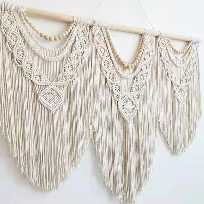 guzhiou large macrame wall hanging - Boho Tapestry Macrame Wall Decor Art- Chic Bohemian Handmade Woven Tapestry Home Decoration for Bedroom Living Room Apartment Wedding Party - 43