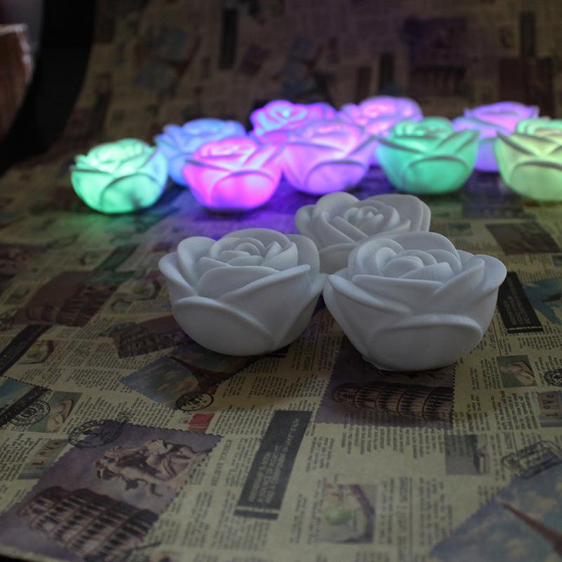 6/12pcs LED Candle Light Simulation Rose Romantic Holiday Party Wedding Confession with Reusable Night Decoration Colorful Light Flameless LED Tea Lights Candle Romantic Love Rose Shape LED Candle