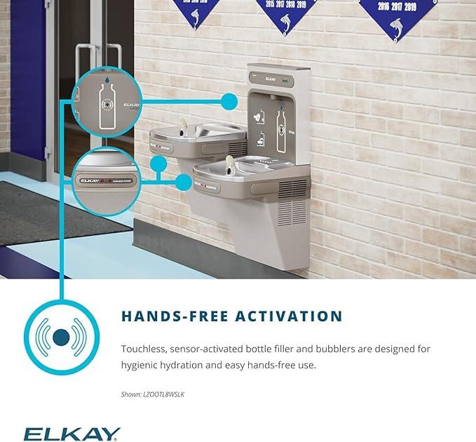 Elkay LZO8WS EZH2O Refrigerated Single Drinking Fountain with Bottle Filling Station and Hands Free Activation - Stainless Steel