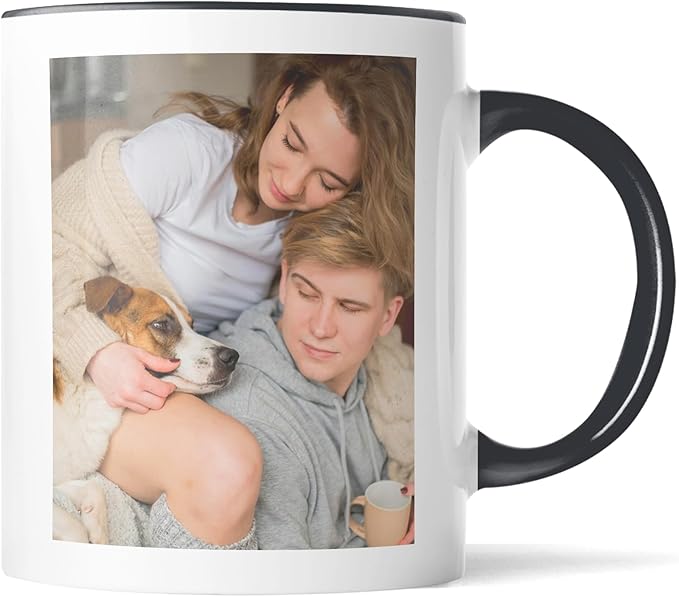 Custom Mug Upload Your Picture Personalized Coffee Mug with Photo Text Name Customized Cup Unique Ideas Gifts for Men Women Mom Dad Girlfriend Boyfriend Friend Family (Black, 11oz)