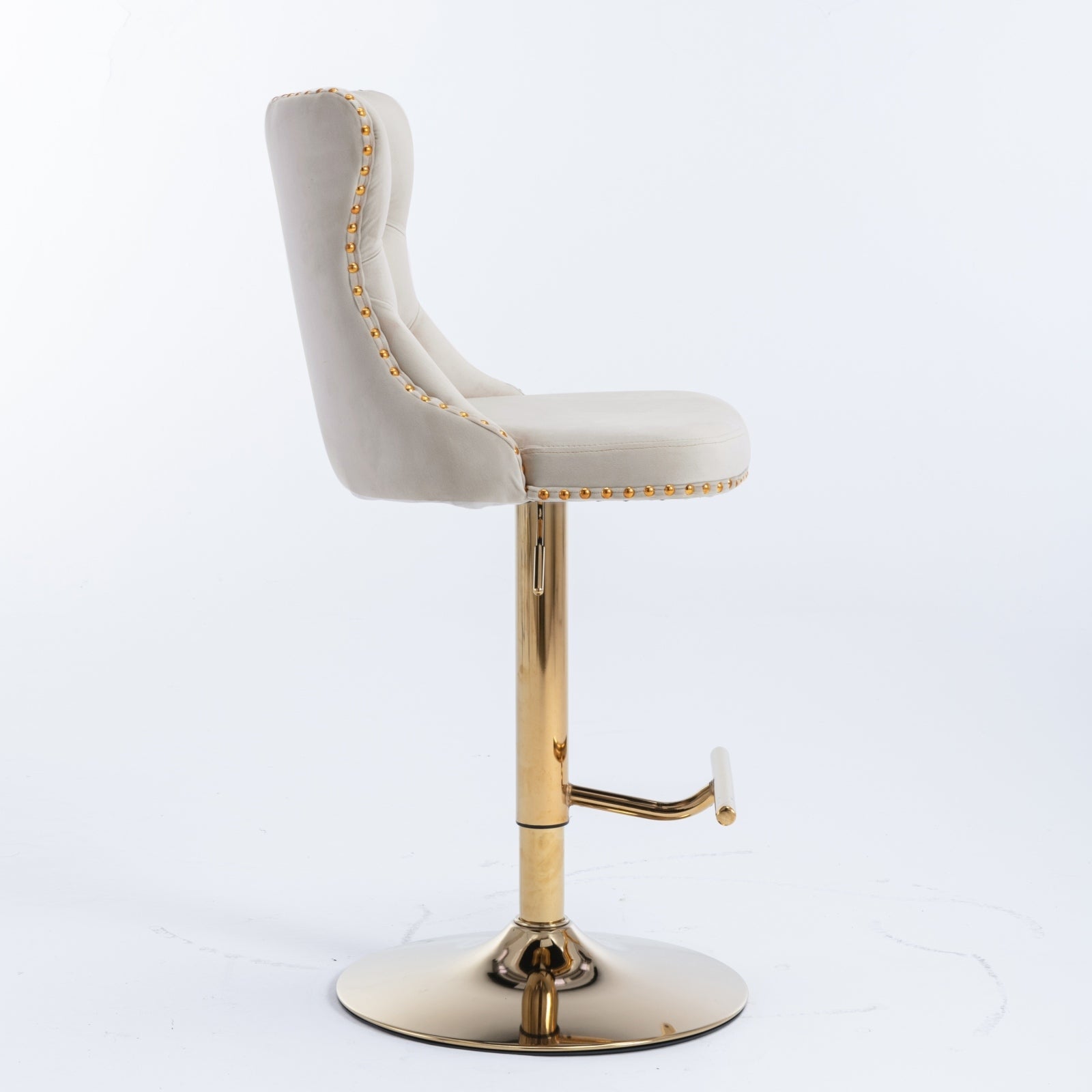 Golden Swivel Velvet Adjustable Barstools with Backs Upholstered Tufted for Home Pub