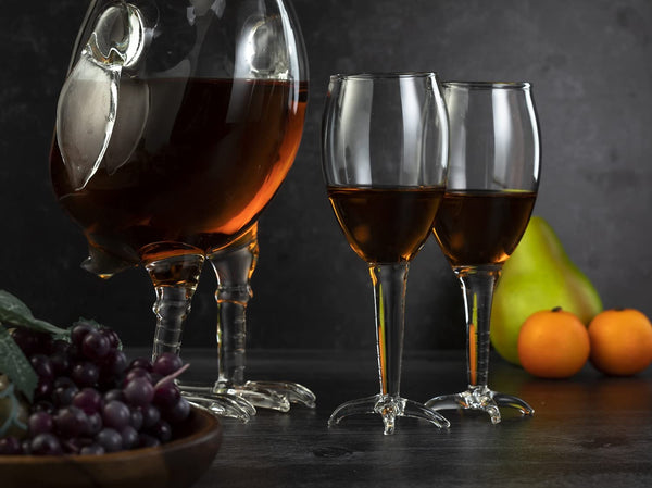 Cock - Chicken Decanter 500ml Whiskey and Wine Decanter Set with 2 Whiskey Glasses - by The Wine Savant, Rooster Glass Decanter For Whiskey, Scotch, Spirits, Wine Or Vodka For Whiskey Lovers