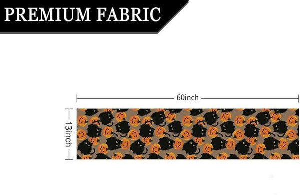 Halloween Table Runner Black Cat Pumpkins Seasonal Kitchen Dining Table Home Outdoor Party Decorations 13x60 Inch