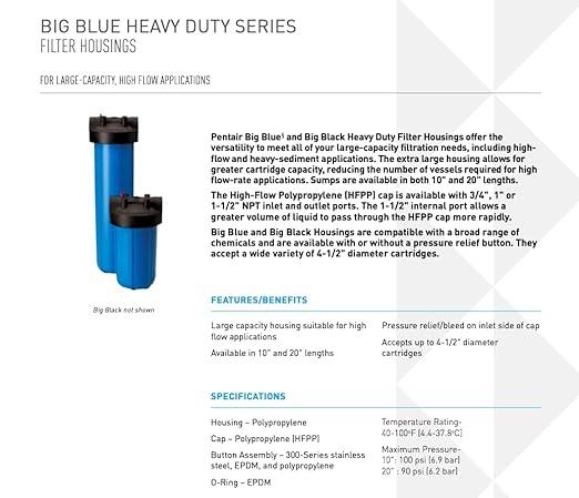 Pentair Pentek 150470 Big Blue Filter Housing, 3/4