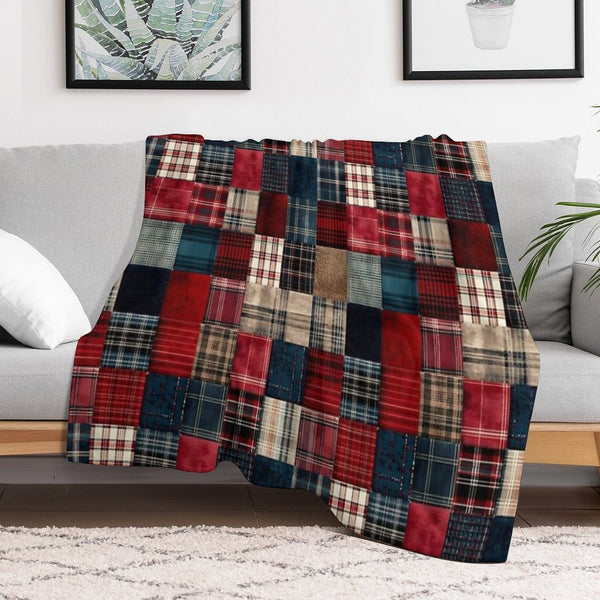 Cozy Multicolor Plaid Flannel Patchwork Wrinkle-free Throw Blanket