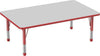 Factory Direct Partners FDP Rectangle Activity School and Classroom Kids Table (36 x 60 inch), Toddler Leg, Adjustable Height 15-24 inches - Gray Top and Red Edge