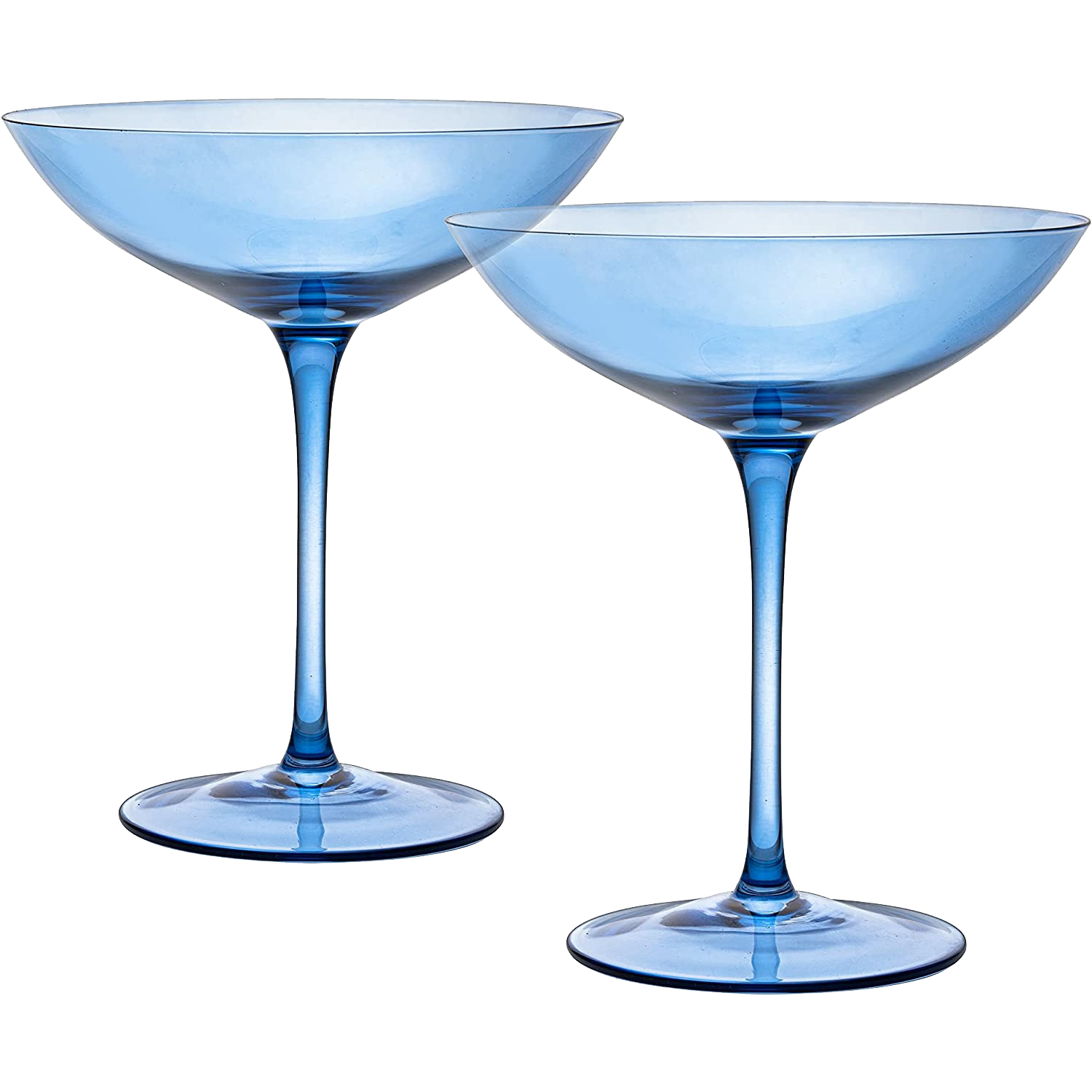Champagne Coupes 12oz by The Wine Savant - Colorful Champagne Glasses, Prosecco, Mimosa Glasses Set, Cocktail Glass Set, Bar Glassware Luster Glasses (2, Cobalt Blue)