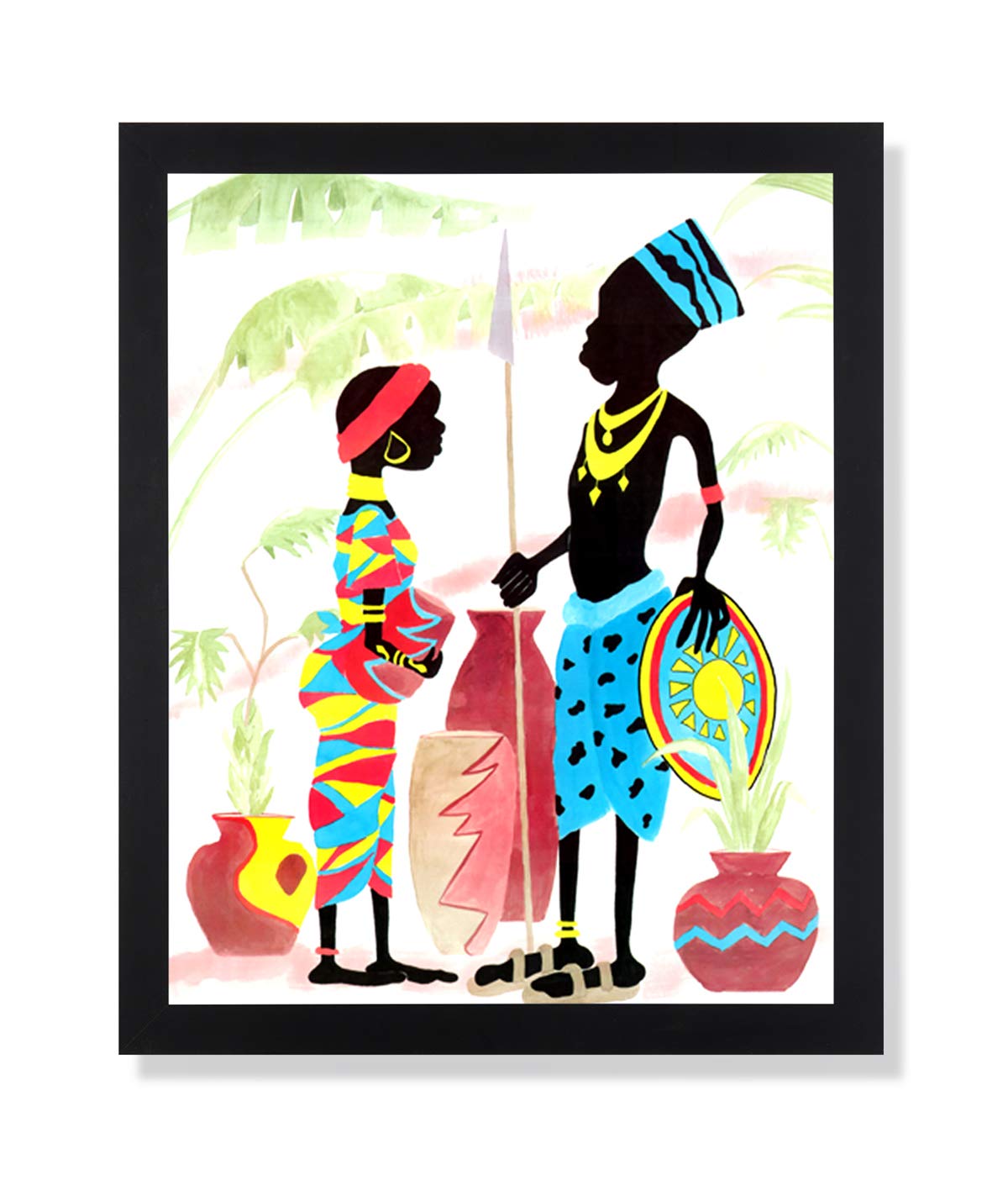 Black Framed Art Print – African American Tribal Wall Art With Solid Wood Frame