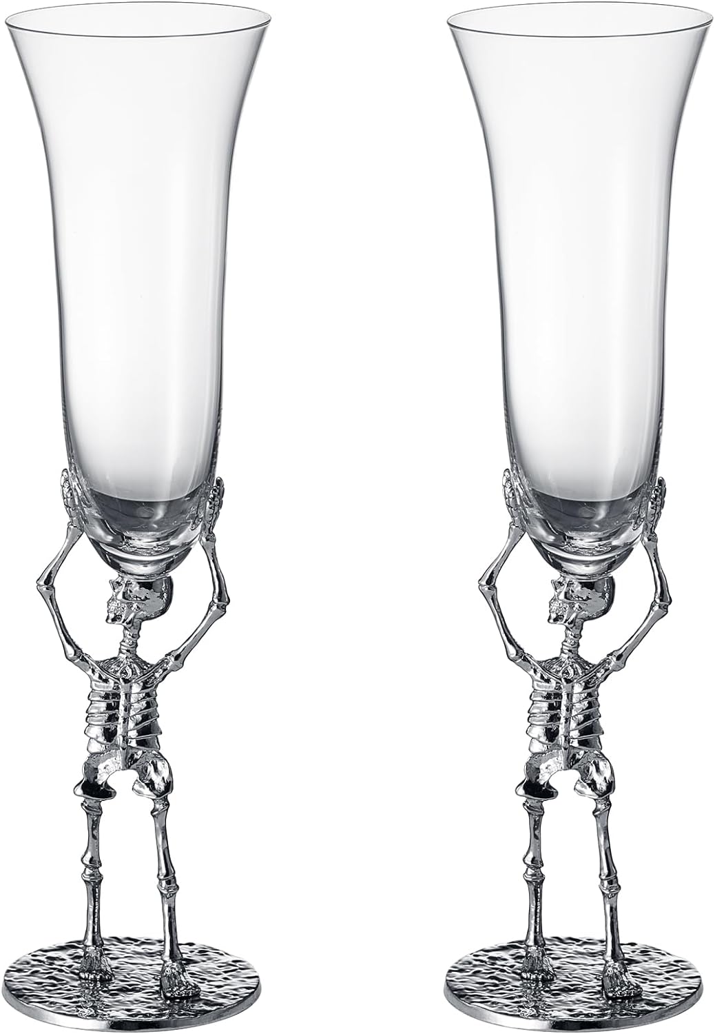 Stemmed Skeleton Champagne Flute Glass | Set of 2 | 7.5oz Halloween Skeleton Glasses 10