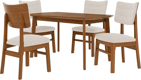 Brown Beige Space Saving Solid Wood Dining Set Chairs