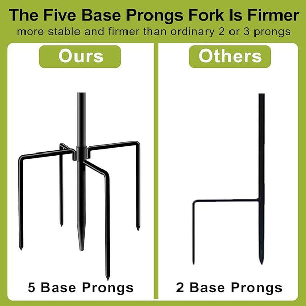 Double Shepherds Hook for Outdoor,62 Inch Bird Feeder Pole with 5 Prongs Base,Adjustable Heavy Duty Garden Hanging Holder for Hanging Plant,Solar Light,Weddings Decor,Hummingbird Feeder(1 Pack)