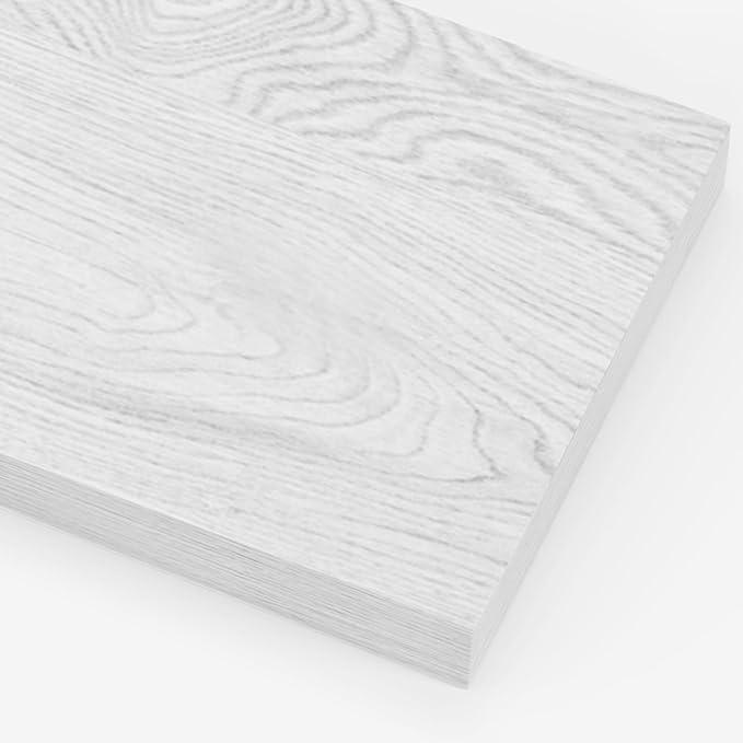 Heimlove 12 Inch Deep Floating Shelves, 12 x 12 inches Long Wall Shelf, Large Extra Display Shelf & Storage Shelf, Rustic Wood Wall Shelves for Fireplace Mantel, White - 2Pack