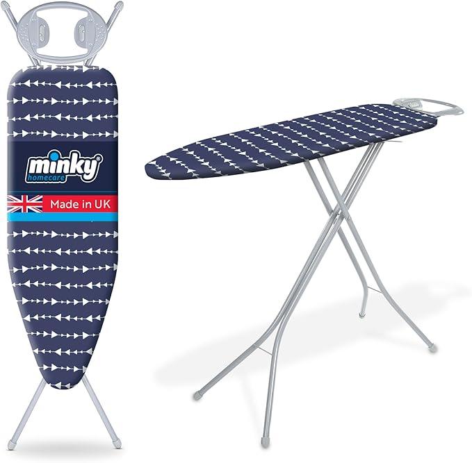 Classic 4-Leg Ironing Board with Iron Rest - Freestanding Full Size Iron Board for Clothes Pressing and Steaming with 43