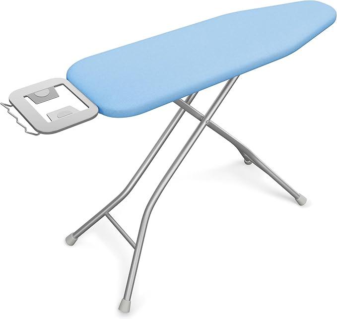 Yaheetech Foldable Ironing Board, Heavy Duty Iron Board with 9 Adjustable Heights, 4 Layer Cover and Safety Iron Rest, 52X14 Compact and Space Save Iron Board for Home Laundry Room Use, Blue