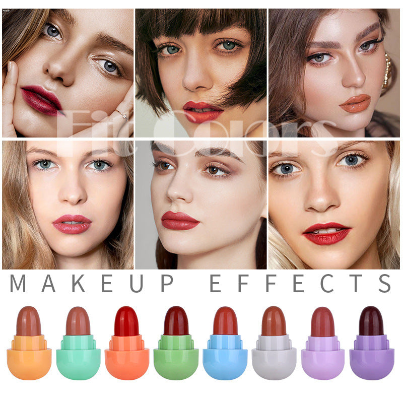 Fit Colors 8 Colors Chewing Gum Small Lipstick Matte Velvet Non-Stick Cup Mini Capsule Lipstick Set