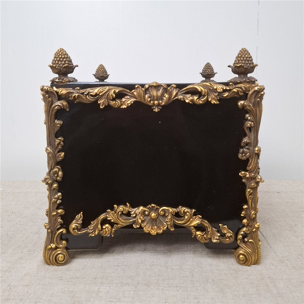 IDS-Ebony Porcelain Midnight Cachepot Planter with Bronze Ormolu
