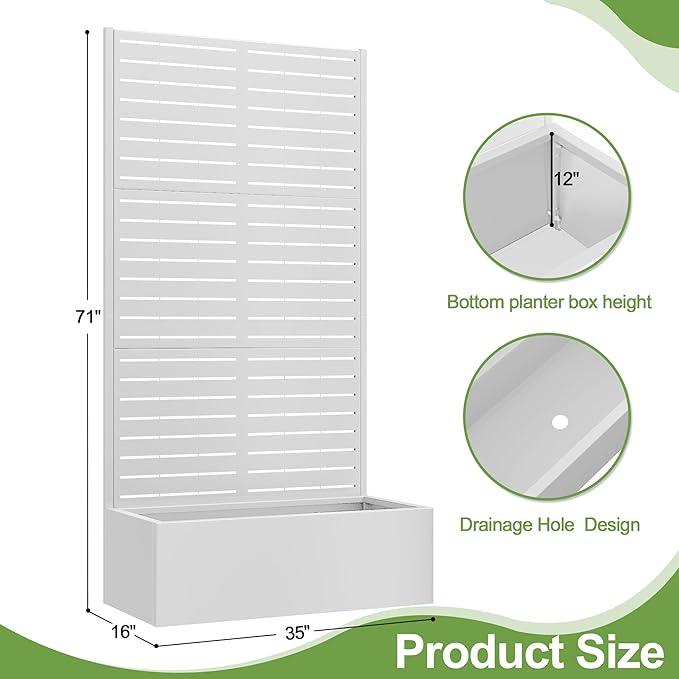 Trellis for Climbing Plants Outdoor，Mental Garden Bed with Drainage Holes Outdoor Privacy Screen Design Tall planters for herb Flower Vegetables 73