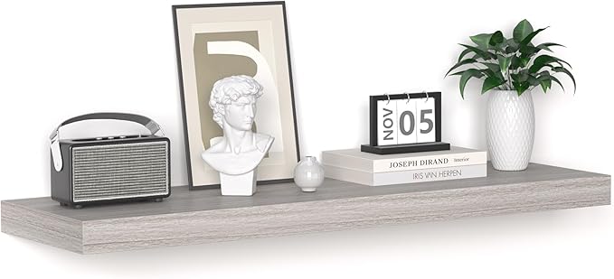 Floating Shelves - 10.3 Inch Deep Wall Shelf for Decor & Storage - Wall Mounted Display Shelving with Invisible Heavy-Duty Metal Bracket - 36