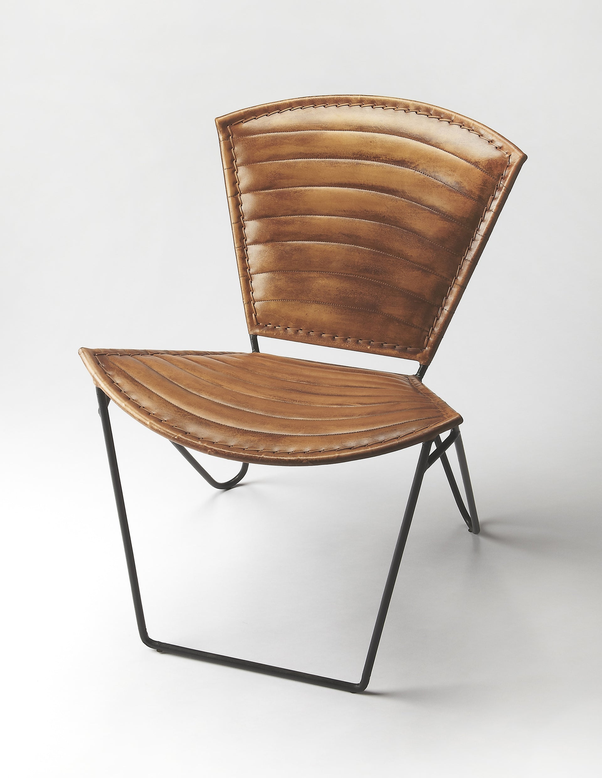 Felix Iron and Leather Accent Chair in Medium Brown 6167344