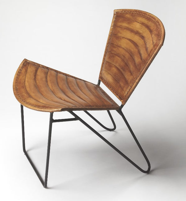 Felix Iron and Leather Accent Chair in Medium Brown 6167344