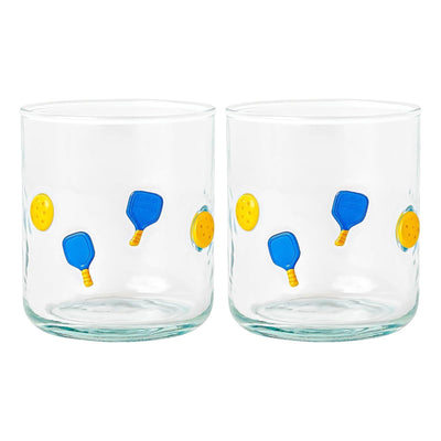 Khen Set of 2 Pickleball Paddle Icon Juice Glass Athletic Sports Cup 14.8oz