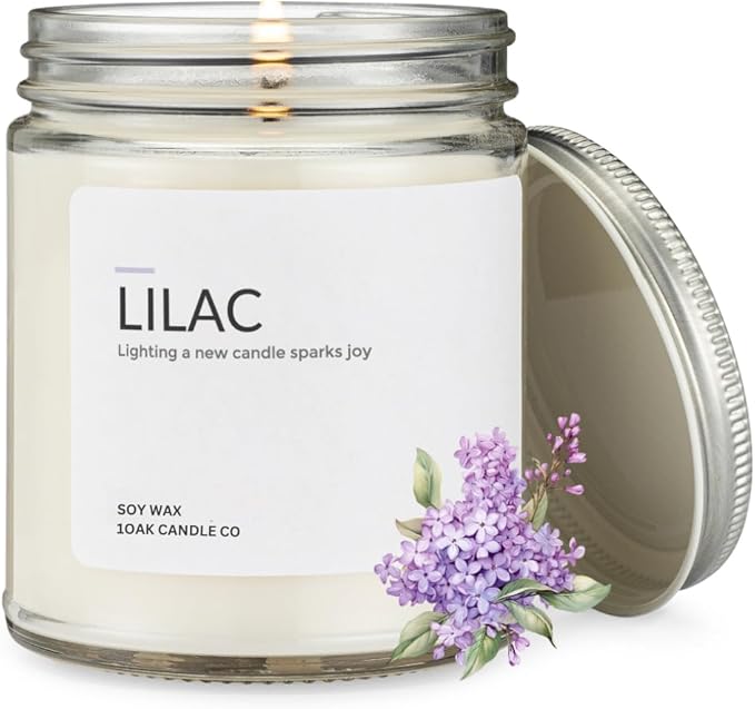 1OAK Soy Wax Scented Candles (Lilac) - Lilac Candle - Soy Candle for Home Scented - Long Burning Candles Premium - Hand-Poured (7oz.)