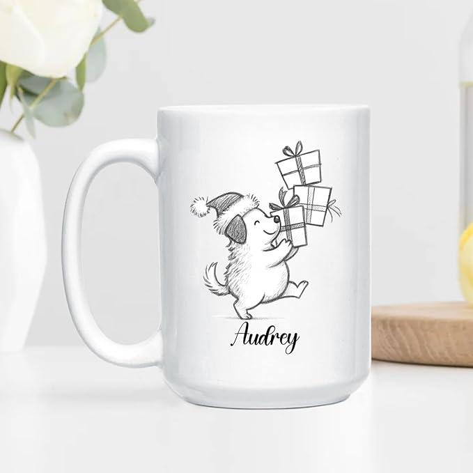 Customized Name Dog Accent Ceramic Mug Gift For Dog Lover Mom Dad, Personalized Dogs Animal White Coffee Mug 11 Oz 15 Oz, Awesome Puppy Travel Cup Gift For Birthday/Holiday/Anniversary, Dogs Cup