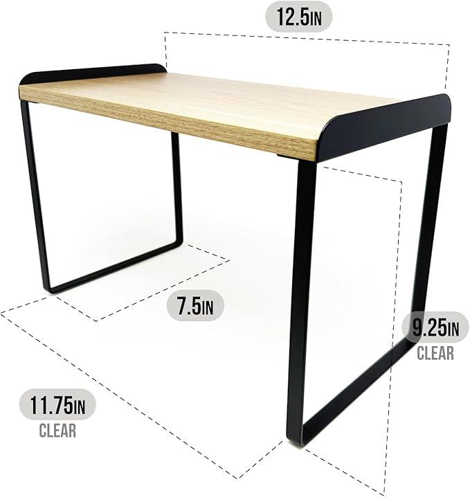 Mitus Shelf Organizer and Storage, Tiered Wood Cabinet Rack for The Kitchen Counter, Bathroom Counter, Pantry Cupboard, Office Desk Bookshelf, 12