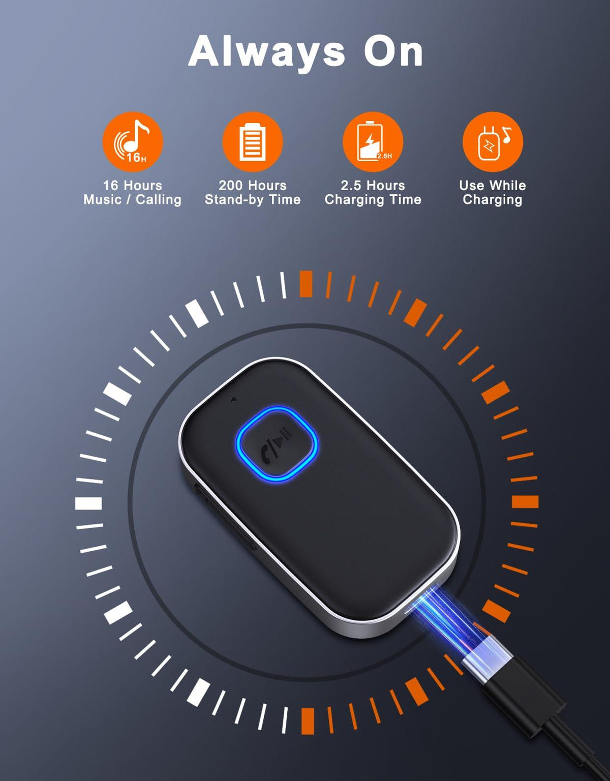 Bluetooth Receiver for Car, Noise Cancelling 3.5mm AUX Adapter