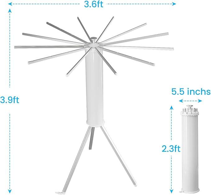 JOOM Tripod Clothes Drying Rack, Garment Rack Portable and Foldable Space Saving Laundry Drying Rack - Drying Rack Clothing Floor Folding Balcony Bedroom Household Aluminum